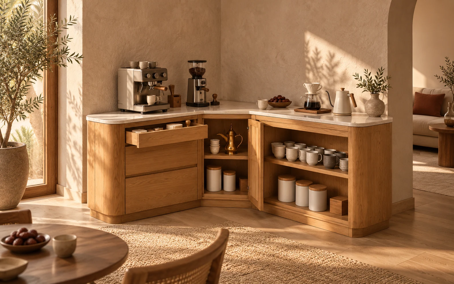 The corner connects it all — Small spaces